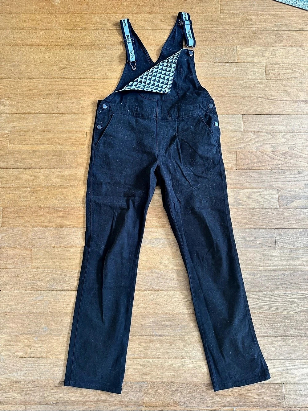 Dickies Logo Strap Bib Overalls Black Bib Overalls Size Large - Picture 7 of 8